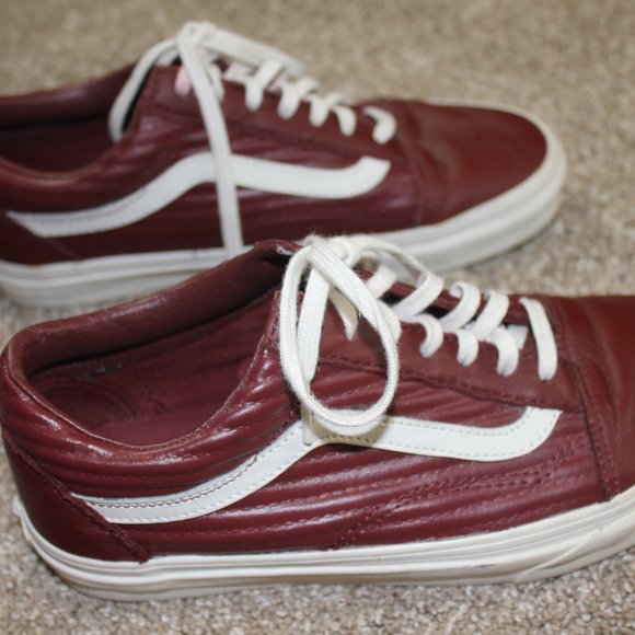 Vans Old Skool Moto Leather Maroon Skate Sneakers Shoe Size Womens 7 Mens 5.5 - Picture 9 of 12